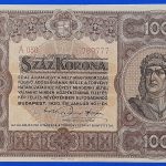 1920. 100 Korona VF "nagy alakú "Orell Füssli nyomdahely jelöléssel