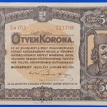 1920.  50 Korona EF+  Orell Füssli nyomdahely jelöléssel