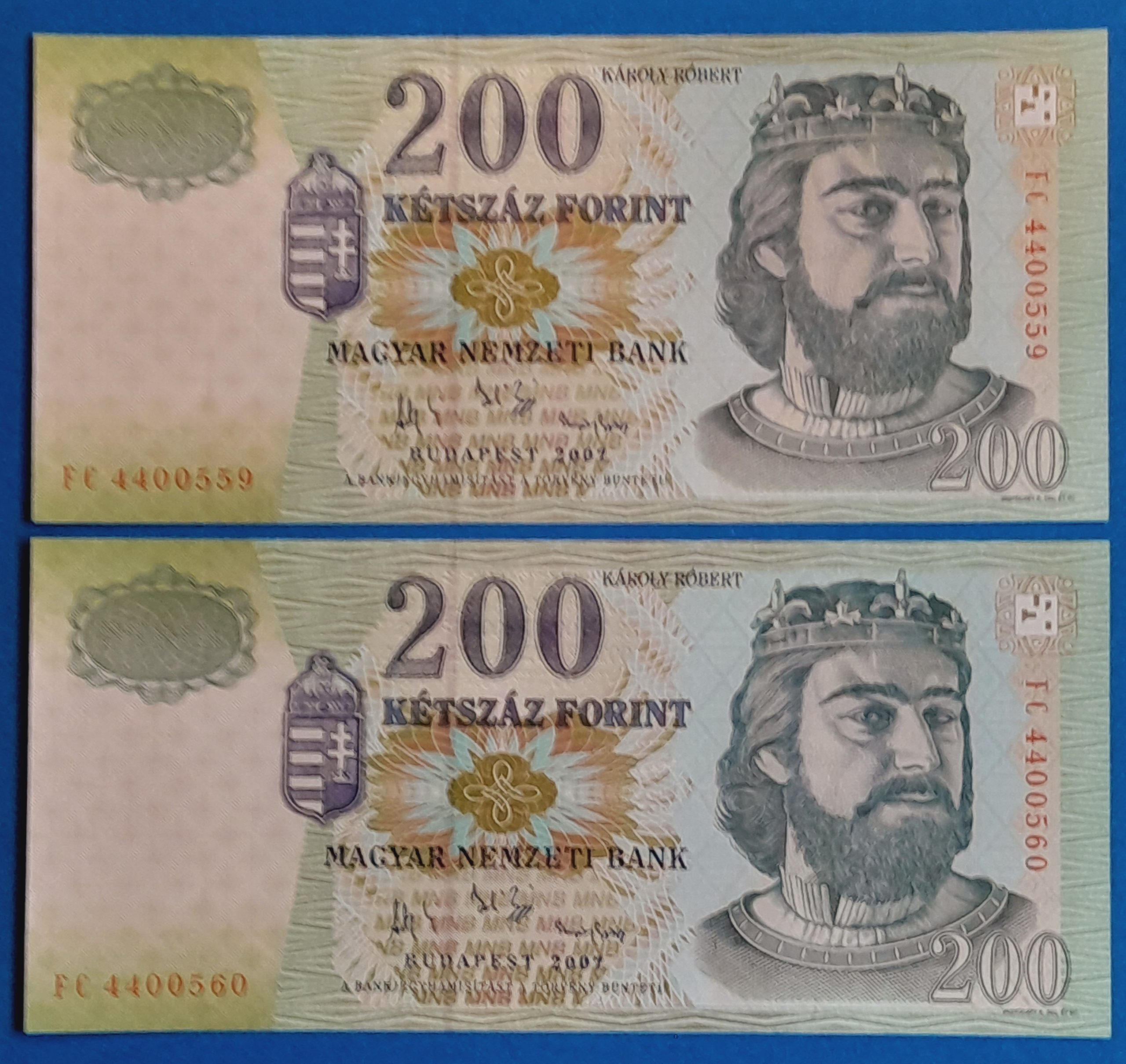 B0733-1 2007. 200 Forint UNC sorszámkövető "FC" betűjel - Image 1