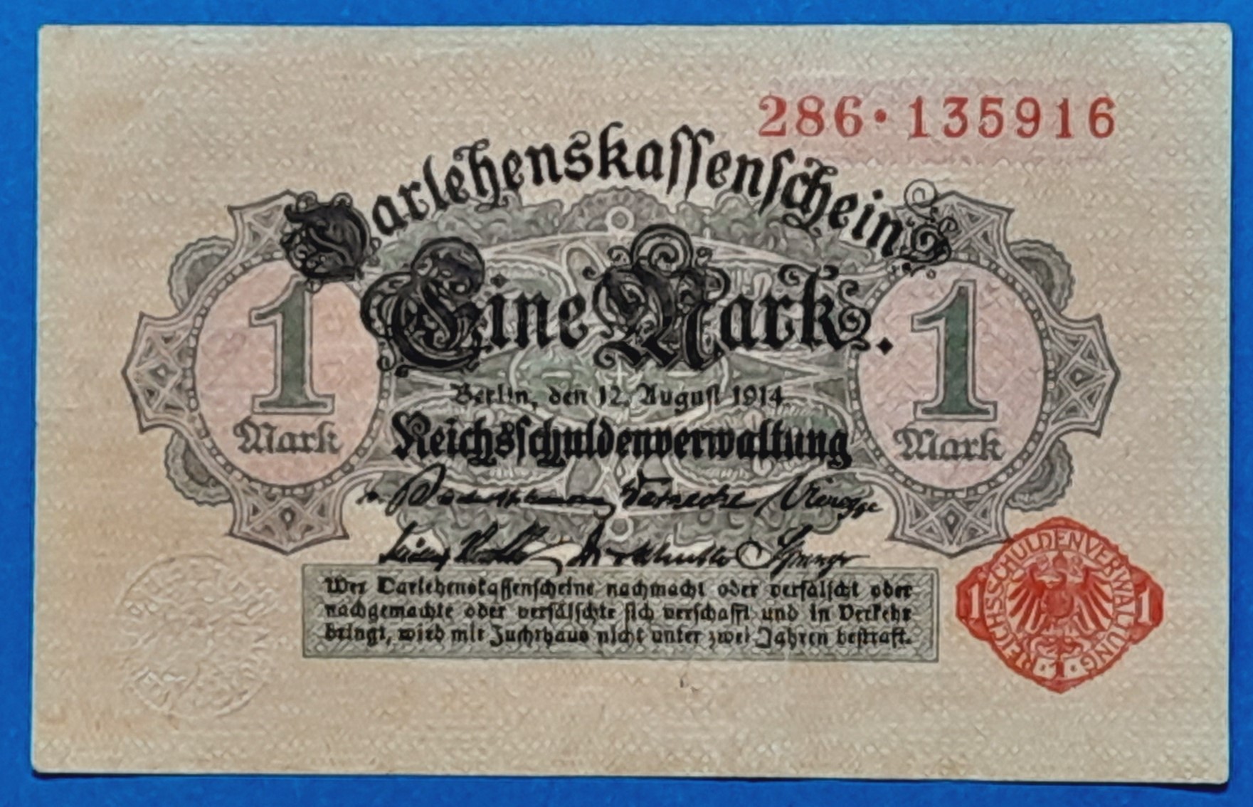 B0767-1 1914. 1 Mark F+ - Image 1