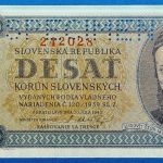 1943. 10 Korun UNC "SPECIMEN" perforációval