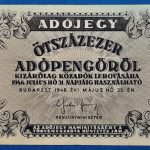 1946.  500.000  Adópengő F+ fehér papíron- sorszám nélkül