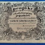 1849.  10 Pengő Krajczár F Komárom Álladalmi pénzjegy