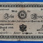 1849.  10 Krajczár F  Ezüst krajczár Gróf Almássy aláírásával