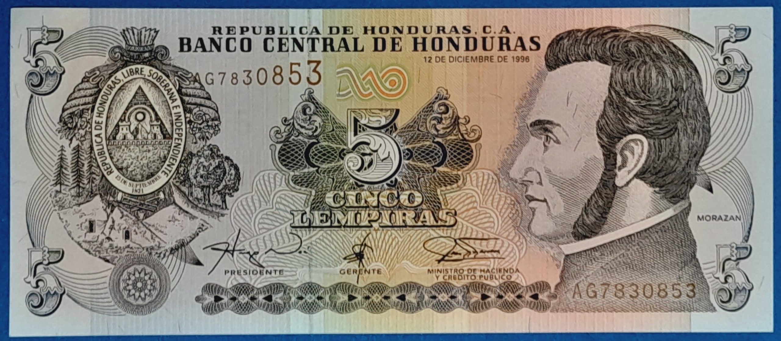 B1225-1 1996. 5 Lempira EF - Image 1