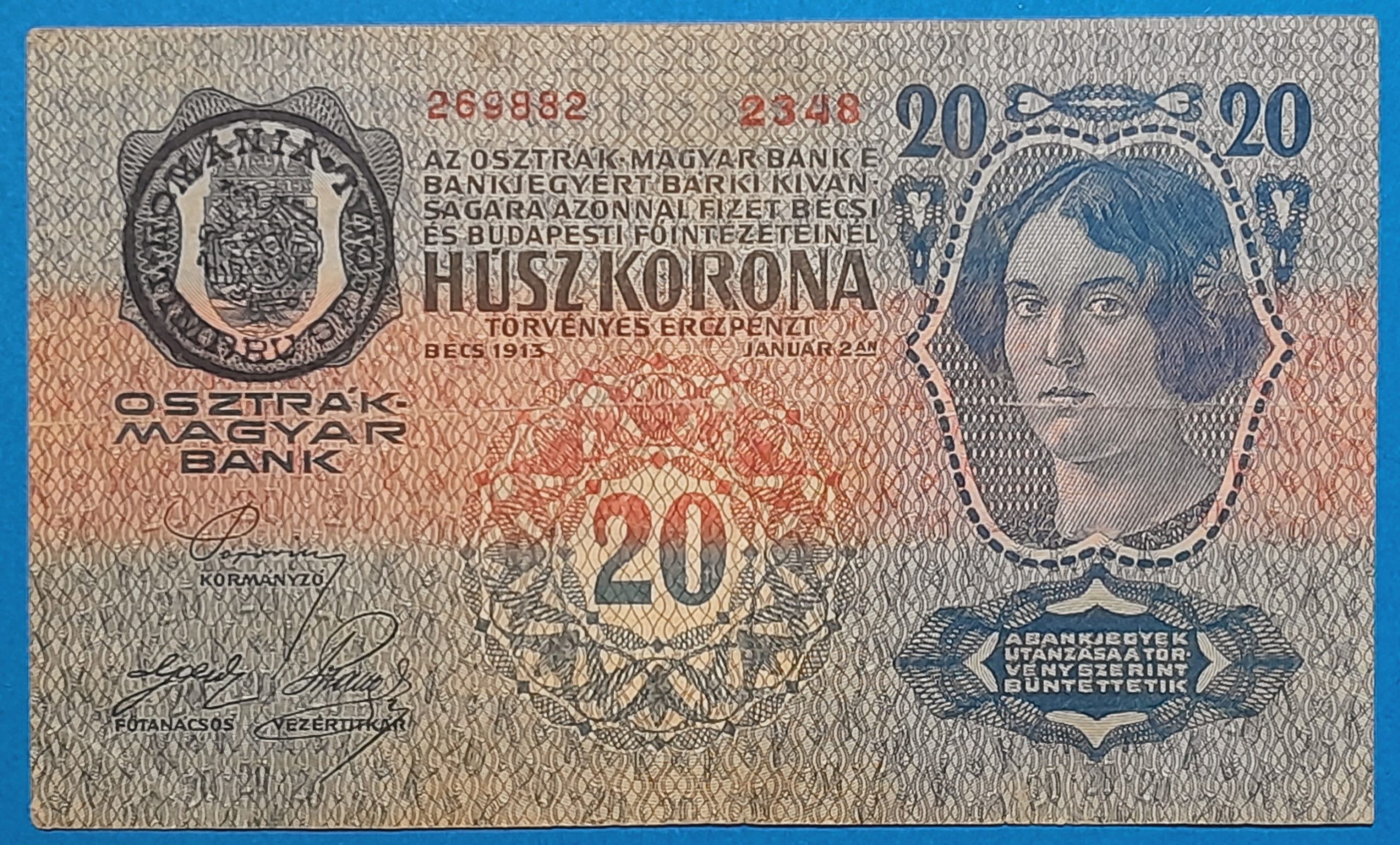 BM0061-1 1913. 20 Korona F "Román felülbélyegzéssel" - Image 1