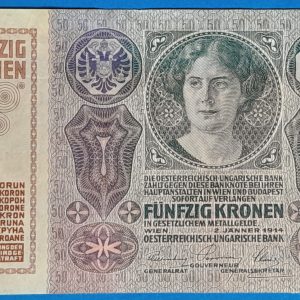 1914. 50 Korona VF hátoldal