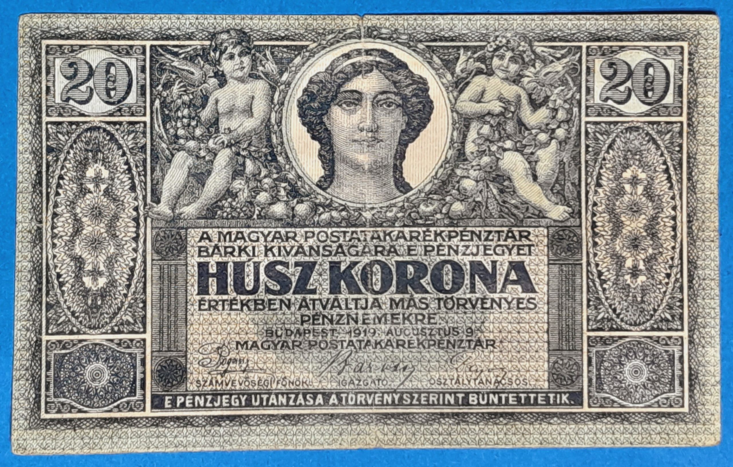 BM0151-1 1919. 20 Korona F+ "Augusztusi kiadás" - Image 1