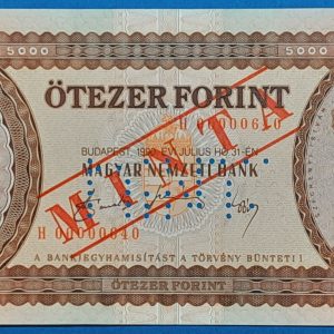 5.000 Forint UNC "MINTA" perforációval, H betűjel előoldal