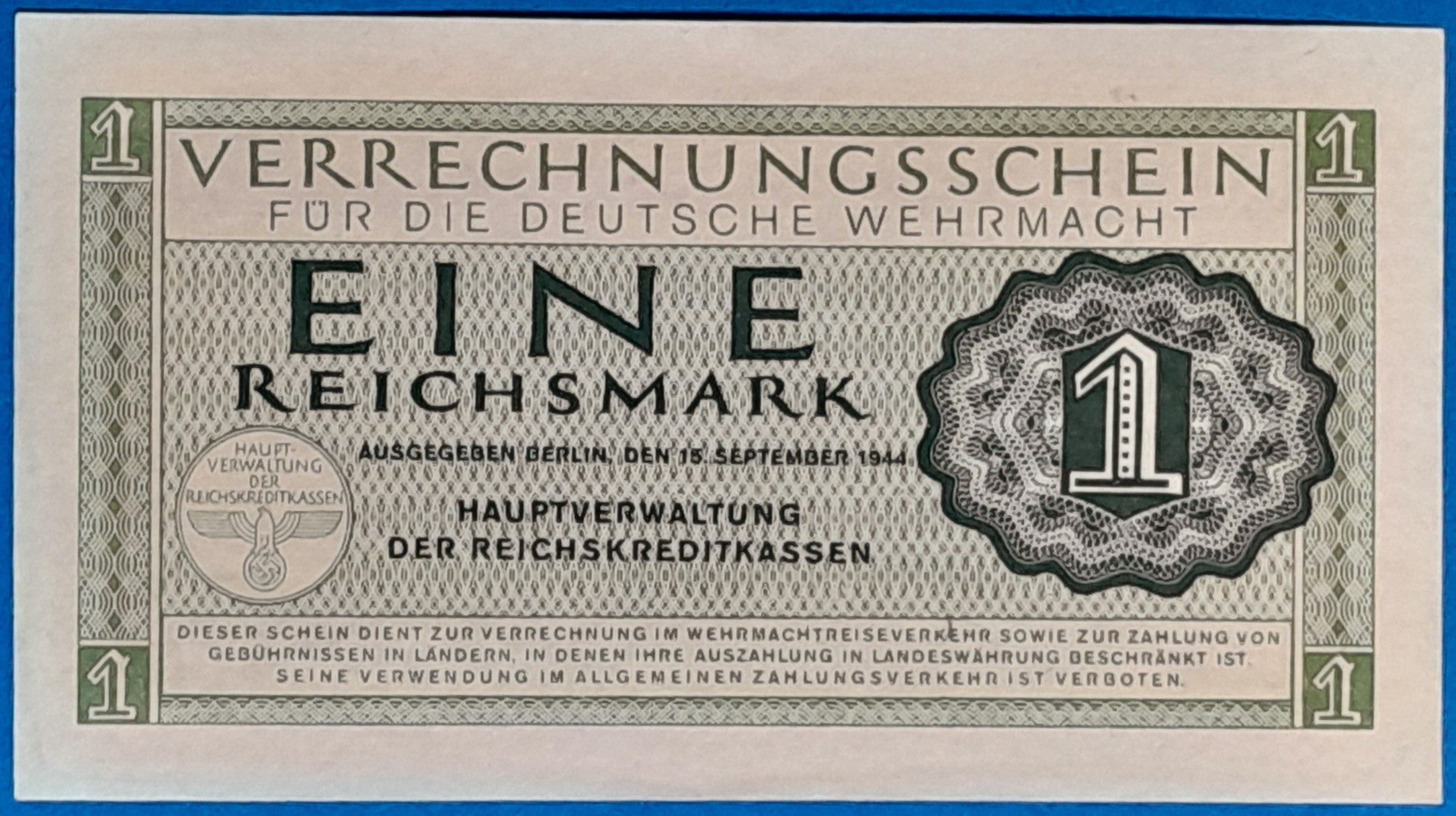 1944. 1 Reichsmark bankjegy
