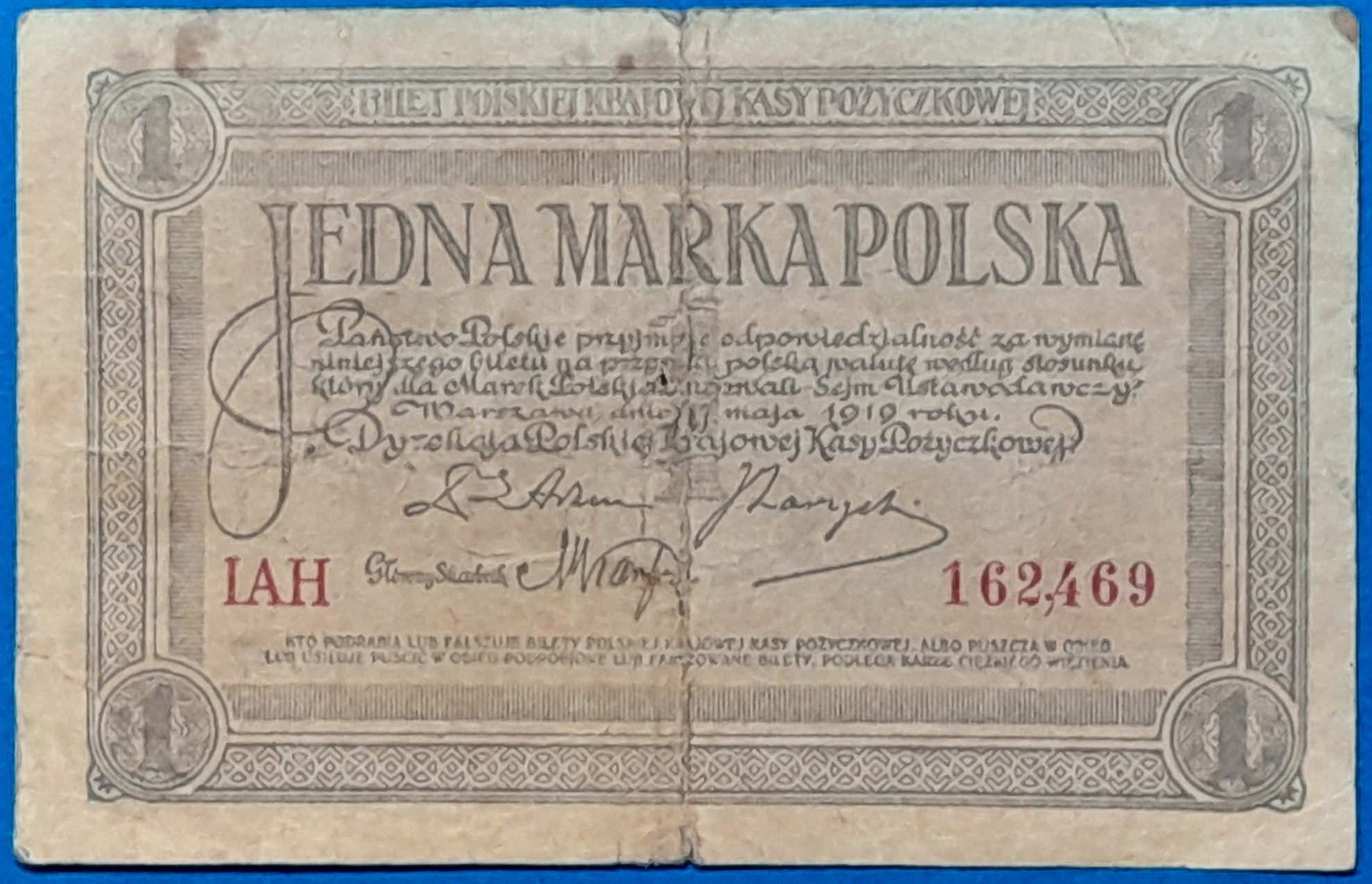 BM0737-1 1919. 1 Marka VG+ - Image 1