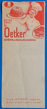 Dr. Oetker Sütőpor és Vanillincukor számolócédula GOTTO NUMIZMATIKA