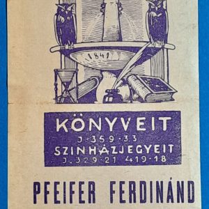 Pfeifer Ferdinánd Nemzeti Könyvkereskedés számolócédula GOTTO