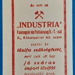 „INDUSTRIA” Faárugyár és Fűtőanyag R.-T. számolócédula GOTTO