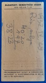 1932. "Budapesti Nemzetközi Vásár" számolócédula F - Image 2