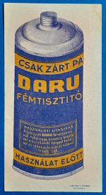 Daru Fémtisztító Vintage Számolócédula GOTTO NUMIZMATIKA