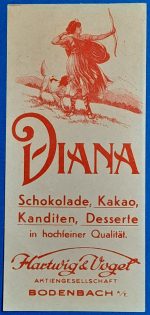 Vintage Diana Schokolade, Kakao, Kanditen számolócédula GOTTO