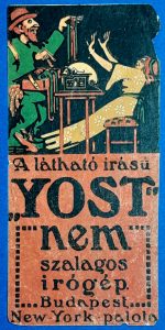 Régi magyar Yost írógép reklám számolócédula GOTTO NUMIZMATIKA