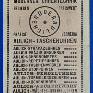 "Aulich Uhren" számolócédula, Bécs, 1890-es/1900-as évek GOTTO