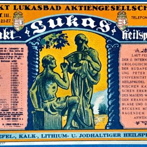 Szent Lukács Gyógyvíz - Történelmi német nyelvű címke, Budapest GOTTO