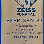 "Beér Sándor látszerész" számolócédulája – Zeiss lencsék GOTTO