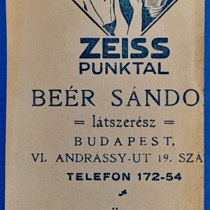 "Beér Sándor látszerész" számolócédulája – Zeiss lencsék GOTTO