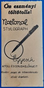 "National Stylograph" töltőtoll számolócédula – Retro reklám GOTTO