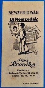 Nemzeti Újság és Új Nemzedék reklám számolócédula (1920-as évek) GOTTO