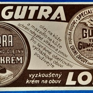 "Gutra" és "Lora" retro cipőápoló számolócédula -  Csehszlovákia GOTTO