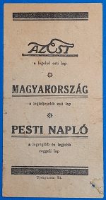 "Az Est"-lapok reklám számolócédulája GOTTO NUMIZMATIKA