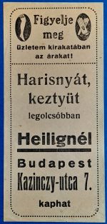"Heilig" harisnya-, kesztyűüzlet számolócédula VF