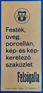 "Beck festék, üveg, porcelán, valamint kép- és képkeretező szaküzlet" számolócédula EF