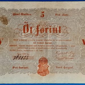 1848-as ötforintos papírpénz – Kossuth Lajos aláírásával GOTTO