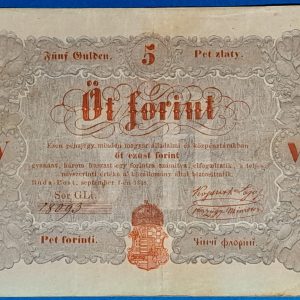 1848-as 5 forint Kossuth-bankó – Eredeti szabadságharc papírpénz GOTTO