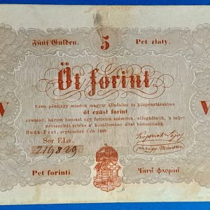 Kossuth 5 Forint 1848. szeptember 1. – Ritka magyar papírpénz GOTTO