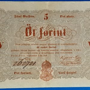Kossuth 5 Forint 1848. szeptember 1. – Ritka magyar papírpénz GOTTO