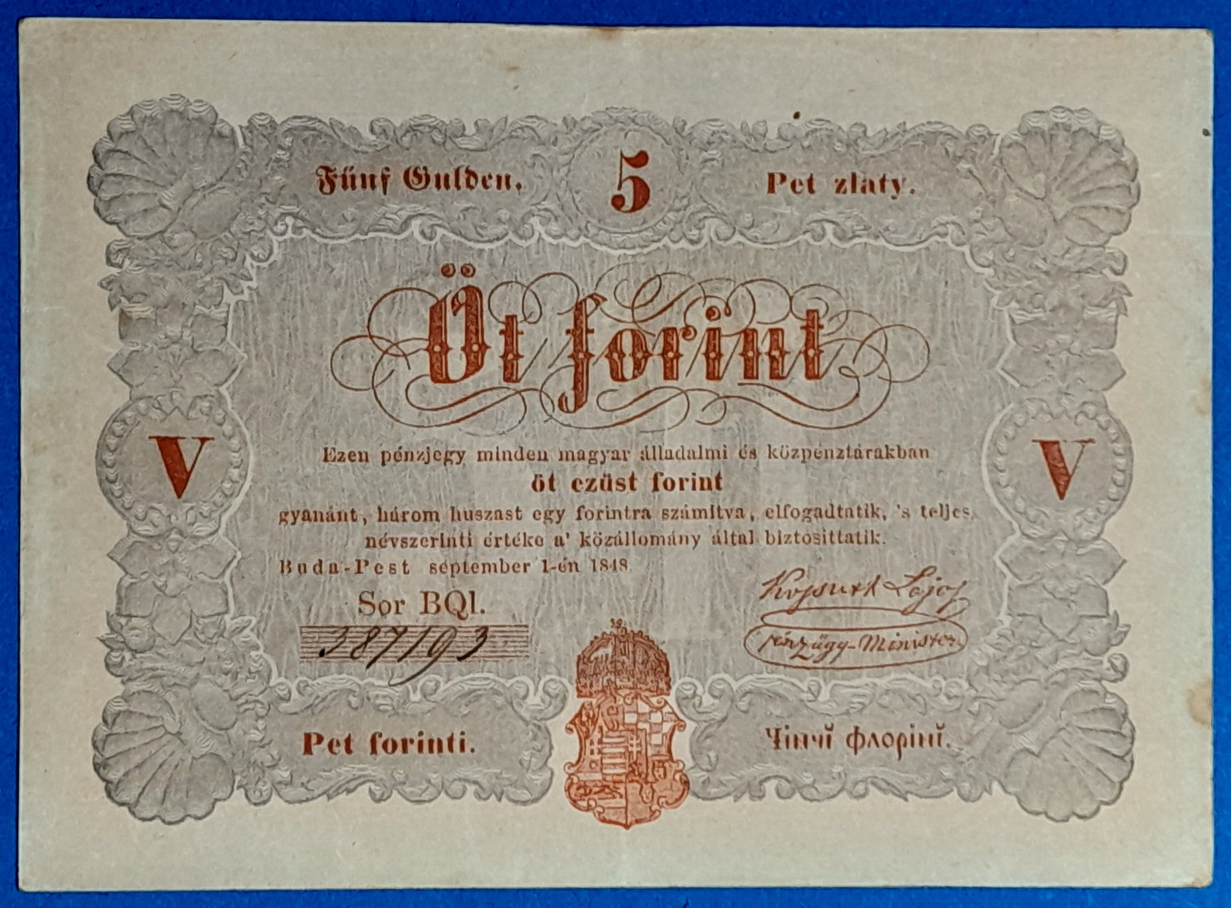 BM1238-1 5 Forint 1848 – A legendás piros Kossuth-bankó GOTTO NUMIZMATIKA