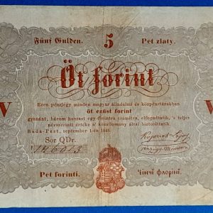 Kossuth 5 Forint 1848. szeptember 1. – Ritka magyar papírpénz GOTTO