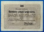 1849-es 30 krajcáros kincstári utalvány – Kossuth-bankó ritkaság GOTTO