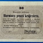 1849-es 30 krajcáros kincstári utalvány – Kossuth-bankó ritkaság GOTTO