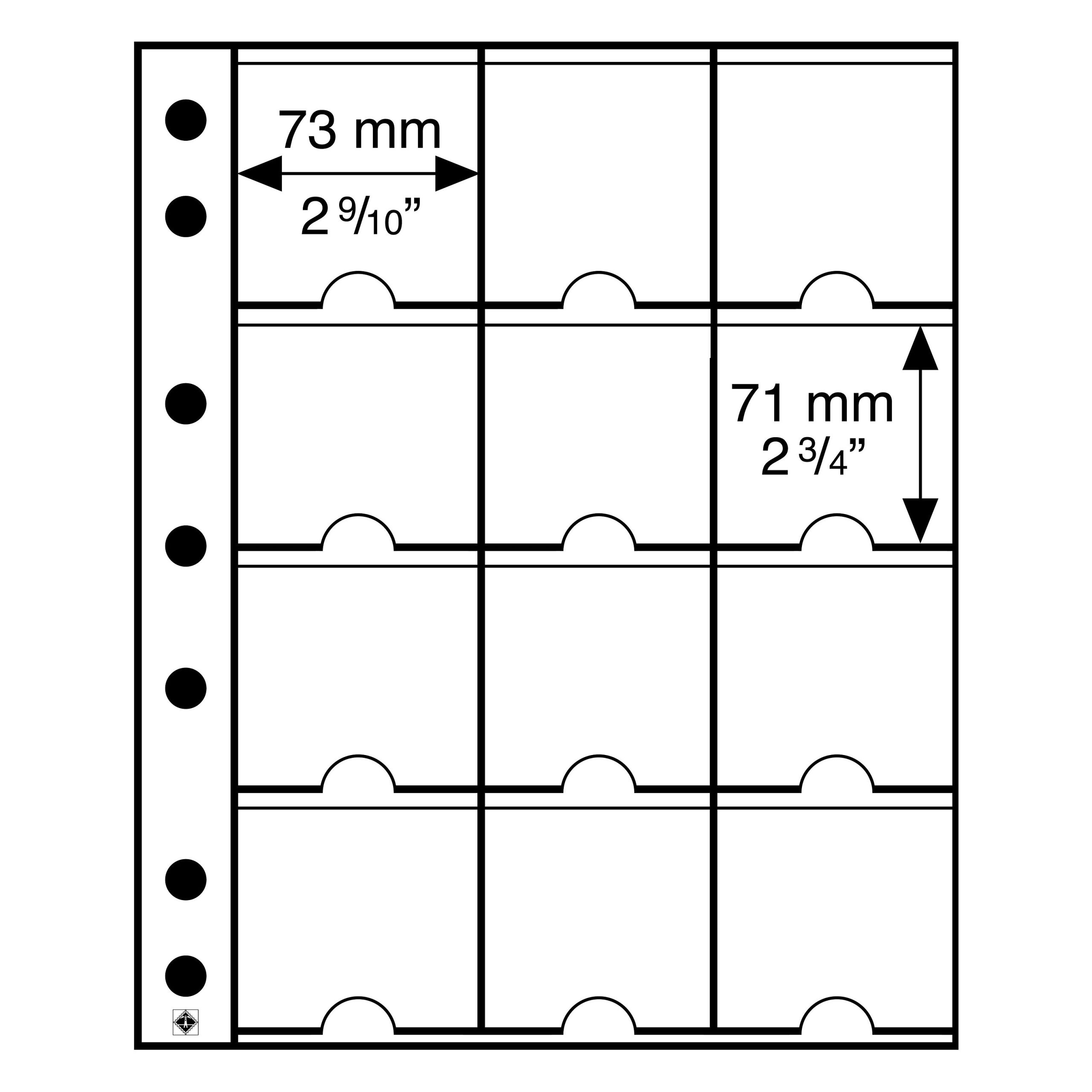 kunststoffhuellen-grande-fuer-12-muenzraehmchen-xl Leuchtturm: GRANDE 12 zsebes éremtartó lap, éremkeretekhez 5 db-os csomag - Image 1