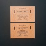 1919.  1 Korona UNC utalvány Pester Lloyd újságüzemének belső forgalmára sorszámkövető pár