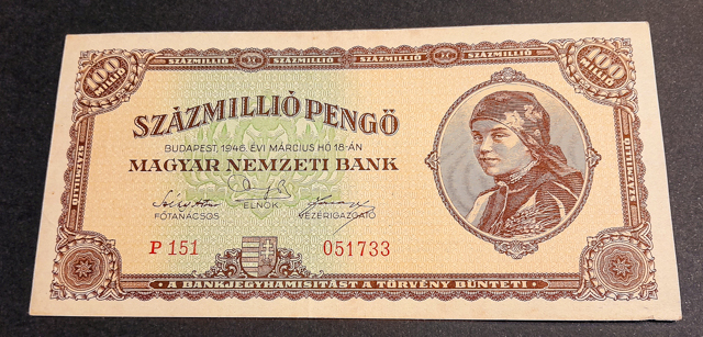number-63 1946. 100.000.000 Pengő VF+ - Image 1